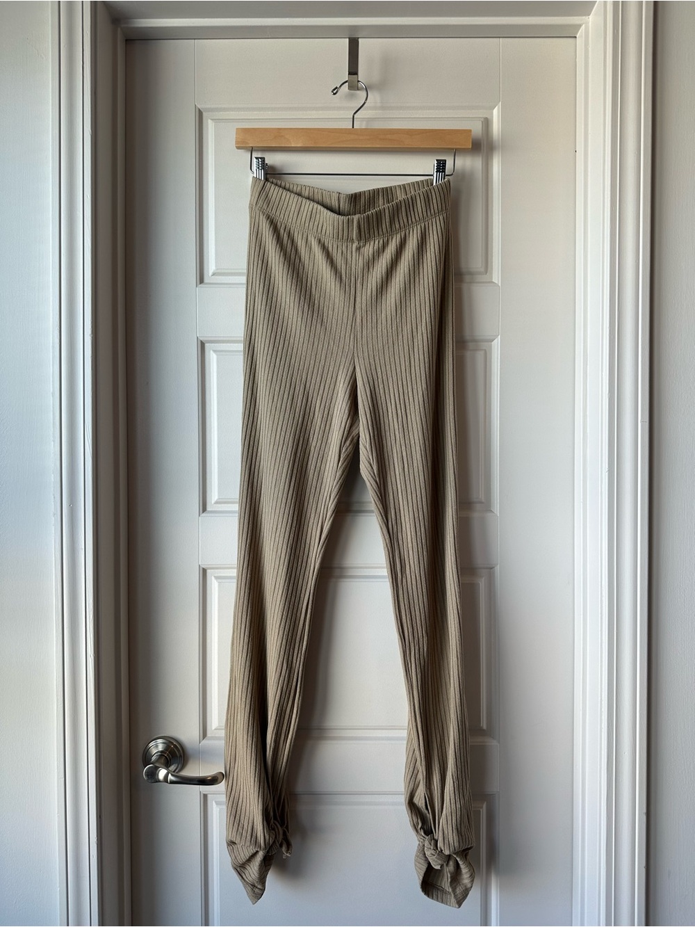 Ribbed Lounge Pajama Pants in Tan